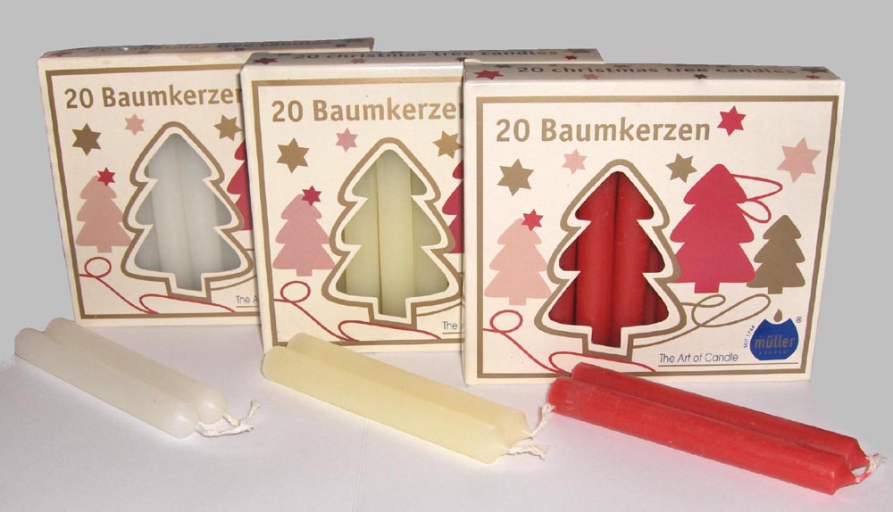 Christmas Tree Candles in Red, White & Ivory